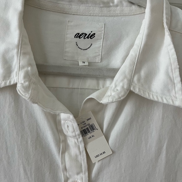 NWT Aerie White Casual Button Down Shirt - Picture 3 of 4